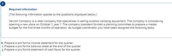 Required information [The following information applies to the questions displayed below.] Vernon Company is a retail company