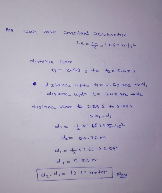 A an have Cons tant accoleratm al isteance fom ol sta nca cup-to tl= 2.sg see → 이 distance up如 七= sys see → d2- d丨 1.CCTX2.sg- Anu