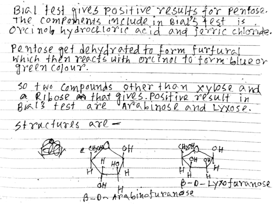ocino hydroclomic acid and jerric chlemde Pe ntose et dehydr ated to orm Furtural Which then meacis with orctnOL to foYm telu