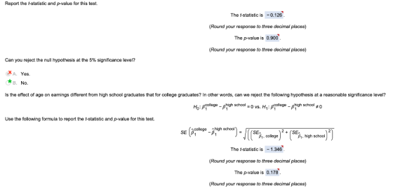 Report the t-statistic and p-value for this test. The t-statistic is - 0.126 (Round your response to three decimal places) Th
