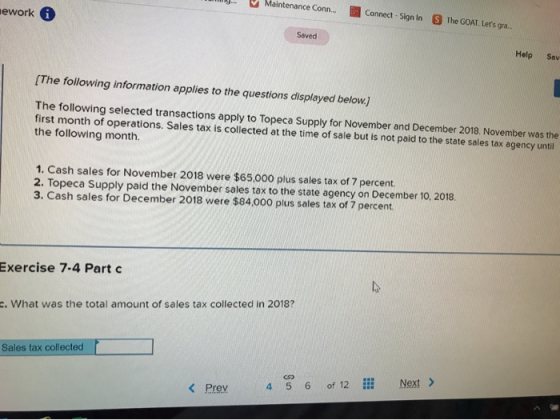 Maintenance Conn... work Connect - Sign In The GOAT. Lets gra Soved Help Sov (The following information applies to the quest