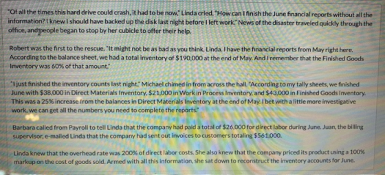 Of all the times this hard drive could crash, it had to be now. Linda cried. How can I finish the June financial reports w