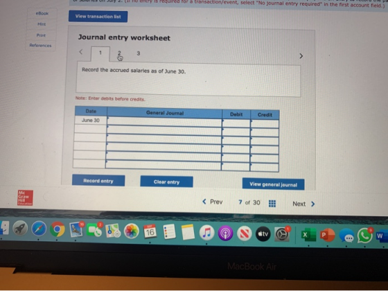 NU entry is required for a transaction/event, select No journal entry required in the first account field.) eBook View trans