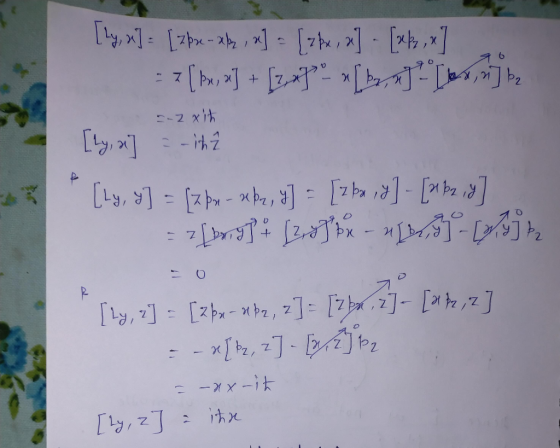 [ly, x] = [zpre-ab , x] = [zkx, z] - [xf , x] 7 (ww] + [3,4] [by,60] - [bs, mibz - Z =-2 х ih [ly, an] =-it [Ly, y] = [7px