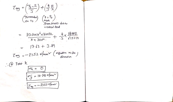 Tony = (Text) tege Tovarende) Maa Shear stress due to vertical load 113-61X/06x160x32 + TX 3204 Hy 18000 -Х 6157.34 = 17.63 +