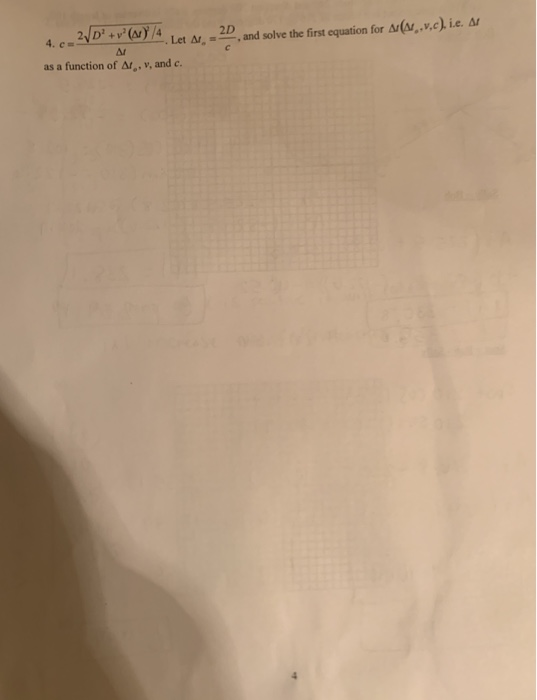 4. cAld t v, (A) /4 . I et Δ, as a function of Δ,, v, and c. 2D and solve the first equation for N(v.,v,c), ie, Δ