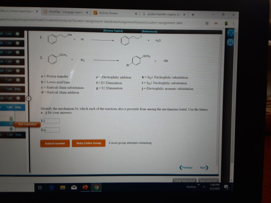 WW2 Online teaching MindTap.Cengage Learn Activity Stream X G proton transfer organic ch x + - 0 comintakeAssignment take cov