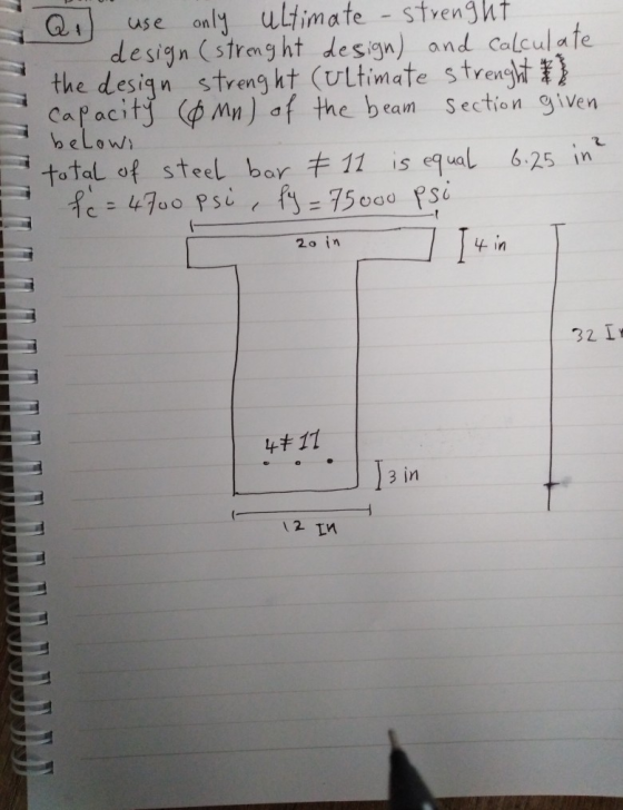 Q use only ultimate - strenght design (strenght design) and calculate the design strenght (ultimate strenght *) capacity 0mn)
