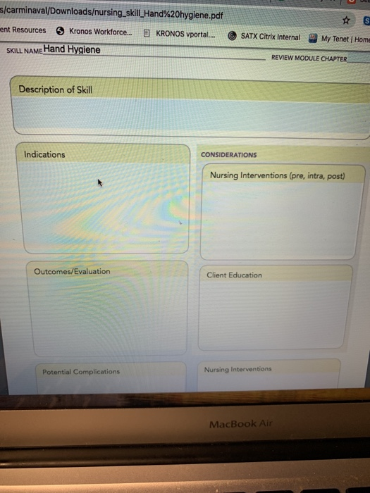 carminaval/Downloads/nursing skill_Hand%20hygiene.pdf t Resources Kronos Workforce. KRONOS vportal. SKILL NAME Hand Hygiene S