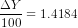 \frac{\Delta Y}{100} = 1.4184