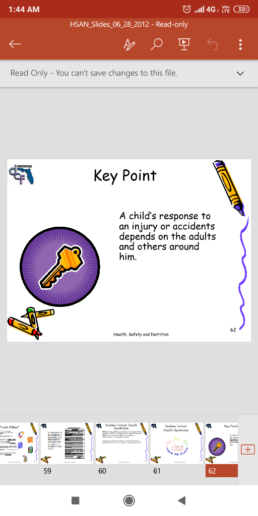 1:44 AM HSAN_Slides_06_28_2012 - Read-only Read Only - You cant save changes to this file Key Point A childs response to an