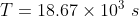 T =18.67 \times 10^{3} \, \, s