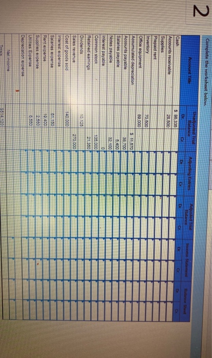 Complete the worksheet below. 2 Account Title Adjusting Entries Unadjusted Tral Balance Dr. $ 80,335 28.500 Adjusted Trial Ba