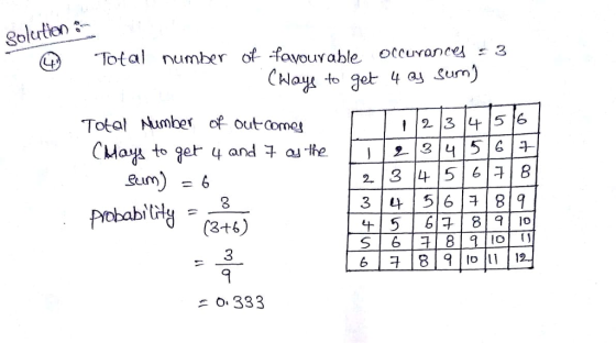 Solction Total number of -favouvable occurance 3 CHa to 3ot 4 as Sum) Total Number of out-Comes 12 3 45 6 2 34 5 68 (3+6) Io t]