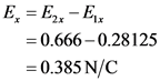 E = E,-E
0.666-0.28125
-0.385 N/C
