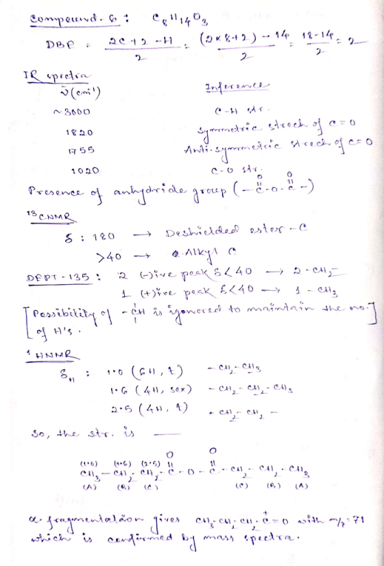 Composerud.6 10 DBE : 2012-H. (:)*%+2) -14 18-149 IR spectra ülem) Inference ~ 3000 C edri 1820 Symmetric strach of cro 195