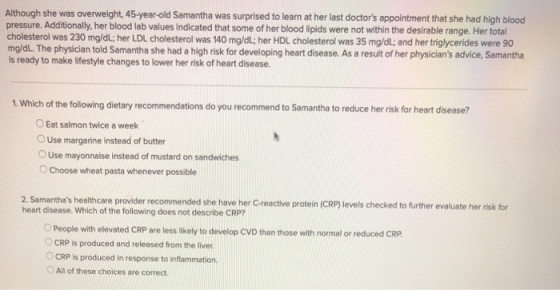 Although she was overweight, 45-year-old Samantha was surprised to learn at her last doctors appointment that she had high b