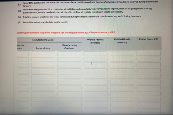 Record the purchase of raw materials, the factory labor costs incurred, and the manufacturing overhead costs incurred during