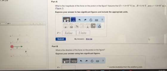 What is the magnitude of the force on the proton i