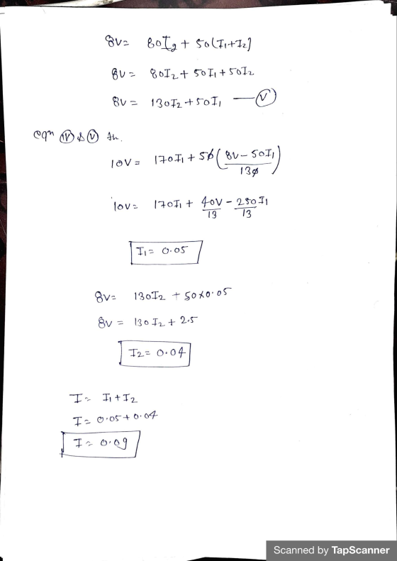&v= 8otg + 50 (F1+ Iz] qu= qoI2 + 50 51 +5072 BU = 13012 +5011 eqn & the TOVE 17051 +56(80- 8u-5011 138 lova 17011 + 40V – 25