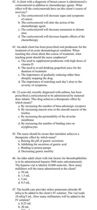 42. A client with a diagnosis of breast cancer is administered a corticosteroid in addition to chemotherapy agents. What effe