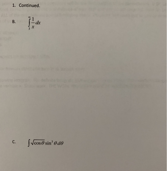 1. Continued. - B. -dx C. [vcosô sinº Odo