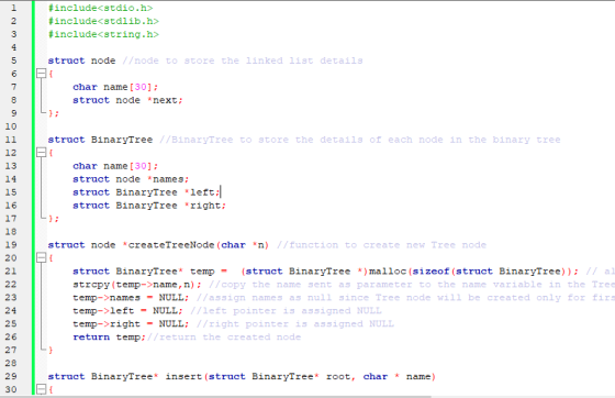 #include<stdio.h> #include<stdlib.h> #include<string.h> struct node //node to store the linked list details char name[30]; st
