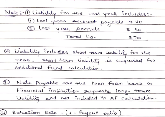 Note : - Liability for the last year includes: o last year account payable $40 © last year Accruals । $ 30 Tatal lia. $70 ® l