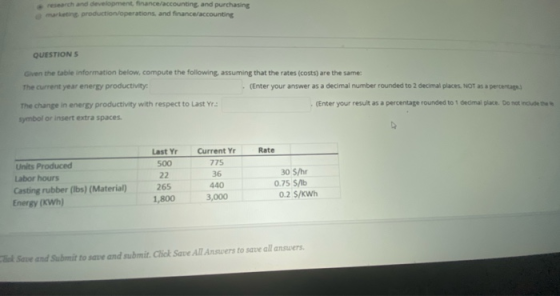 research and development finance/accounting, and purchasing marketing production operations, and finance/accounting QUESTIONS