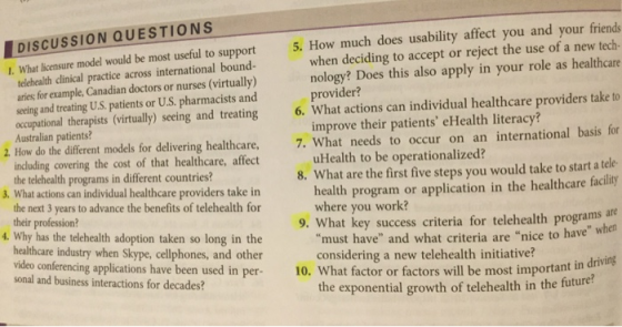 DISCUSSION QUESTIONS . What licensure model would be most useful to port 5. How much does usability affect you and your frien