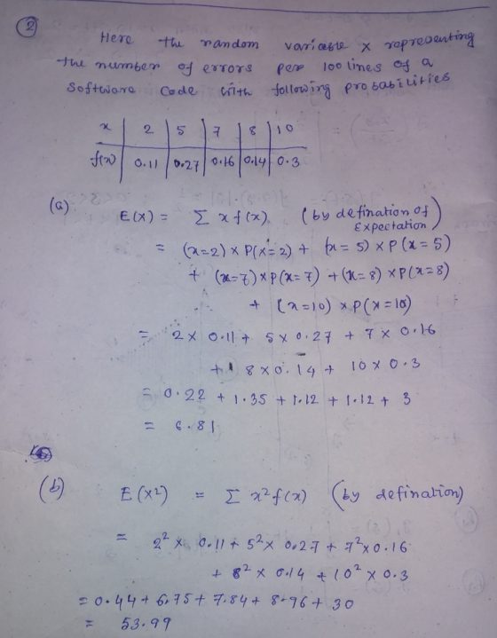 Here the random The number of errors Software Code with variable x representing per 100 lines of a following probabilit x 25