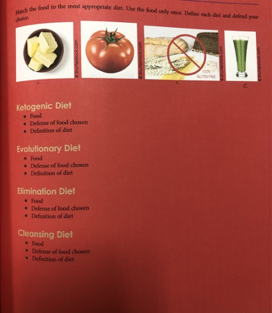 Match the food to the most appr choice opriate diet. Use the food only once. Define each diet and defend your GLUTEN FREE Ket