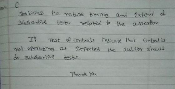 Stabilize substantive of the nature timing tests related to and the extent assestion It Test of controls not operating as exp