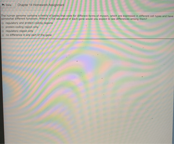 Done Chapter 14 Homework Assignment The human genome contains a family of genes that code for different forms of myosin, whic