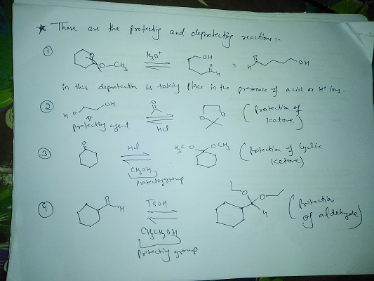 * These are the protecting and deprotecting reactions s. in this deprotection is takily place in the presence of acid or at l