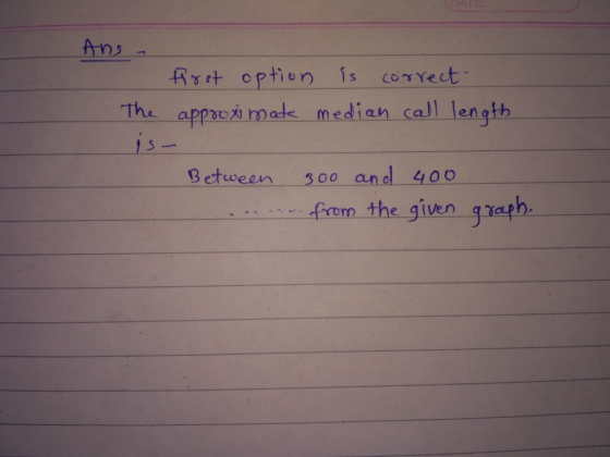 Ans ption is correet tha appaci mets mediah call length 13 Bet -S 00-an el-4 00 weein Grom the given qrah