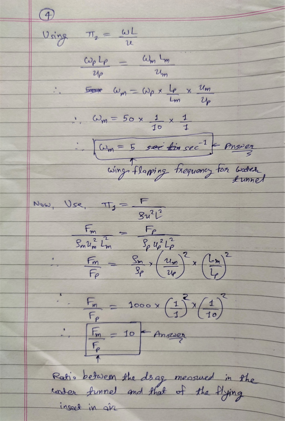 Using Ty = WL u Wple - Wm lm Up 50x wm - Wp x Lp Lm Um Um Up Wm= 50x 1 10 1 I -1 cm = 5 sei in sec & Brower wing flapping fre