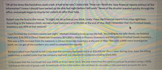 Of all the times this hard drive could crash, it had to be now. Linda cried. How can I finish the June financial reports w