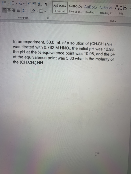 SALT AaBbCcDc AaBbCcDc AaBb C AaBbccc AaB 1 No Spac... Heading 1 Heading 2 1 Normal Title Paragraph Styles In an experiment,
