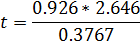 t = 0.926 * 2.646 0.3767