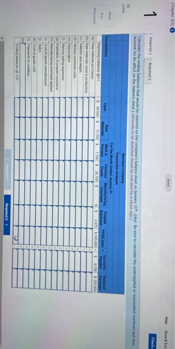 Chapter 342 Help Save & Exit 1 Check Required Required 2 10 point Book Prim Calculate the ending balances that would be repor