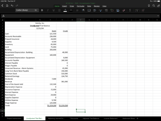 3:02 PM Thu Feb 27 4796% 8 Q o Home UB AC 321 Intl - FA19 - Comprehensive Project Insert Draw Formulas Data Review “ A = 1 Vi