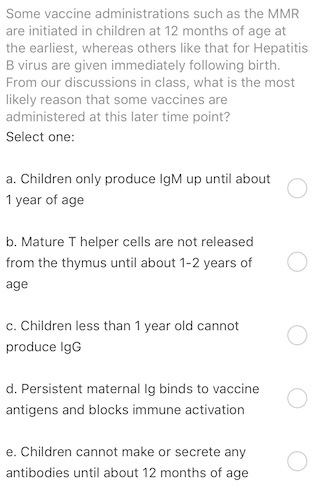 Some vaccine administrations such as the MMR are initiated in children at 12 months of age at the earliest, whereas others li