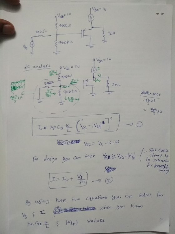 Vbolu V { took a 20032 Зол {cooke qo=10 dc analysis DI I vs ? 400kr Boe Taar { 400kr 0.25 m 200R x 400k - 400kr ID = up Cox W