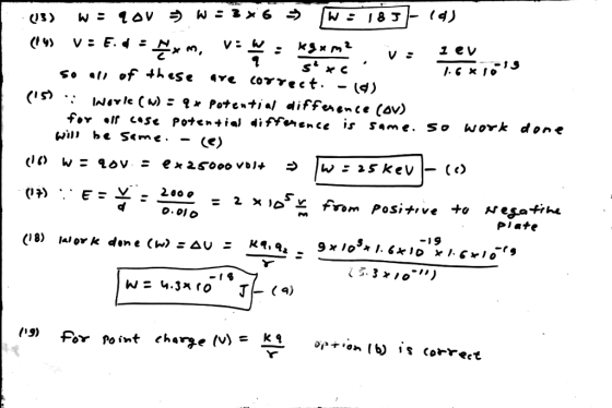 1 ev So Work done for .ir cose Potentiol <iffmence is same. О.OIO Plate 叩ャ.on (b) s corrert