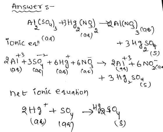 Answer 3 (0a) (04) Tonic ea +3Н3504 (S) +3 aAl +3S0 + 6H9+ 6N caA +3 A 6 NO 4) 3 2ae Caa) Cac) 3 3,so Het onic esuahon (a4) (