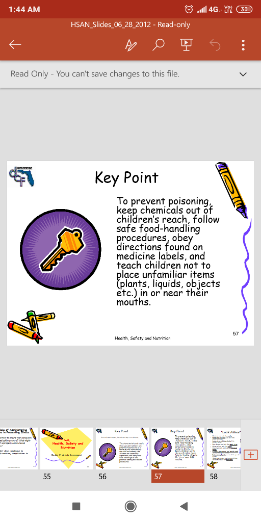 1:44 AM HSAN_Slides_06_28_2012 - Read-only Read Only - You cant save changes to this file Key Point lo prevent poisoning kee