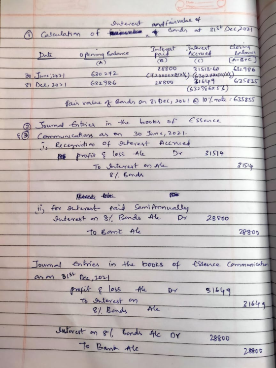 Interest forenekon and fair value of y Bands at 31st Dec 2020 6 Calculation of Interest Interest closing Date opening Balance