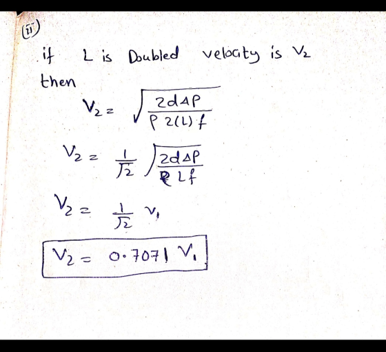 (T) .it then Lis Doubled velocity is v₂ V22 adap P 2(L) f Vzz z adap elf V, . 1 / V₂ = 0.7071 V