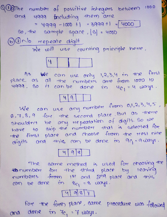 QO@The number of possitive fstegers between 1000 and 4999 including them are = 4999 - 1000 + 1 = 3999 + 1 - 4000] So, the sam